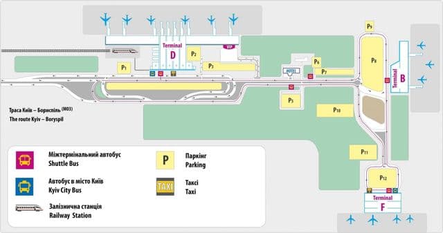 Mapa do terminal do aeroporto de Kiev