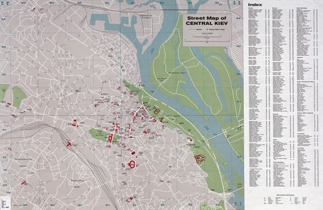 Mapa do centro da cidade de Kiev